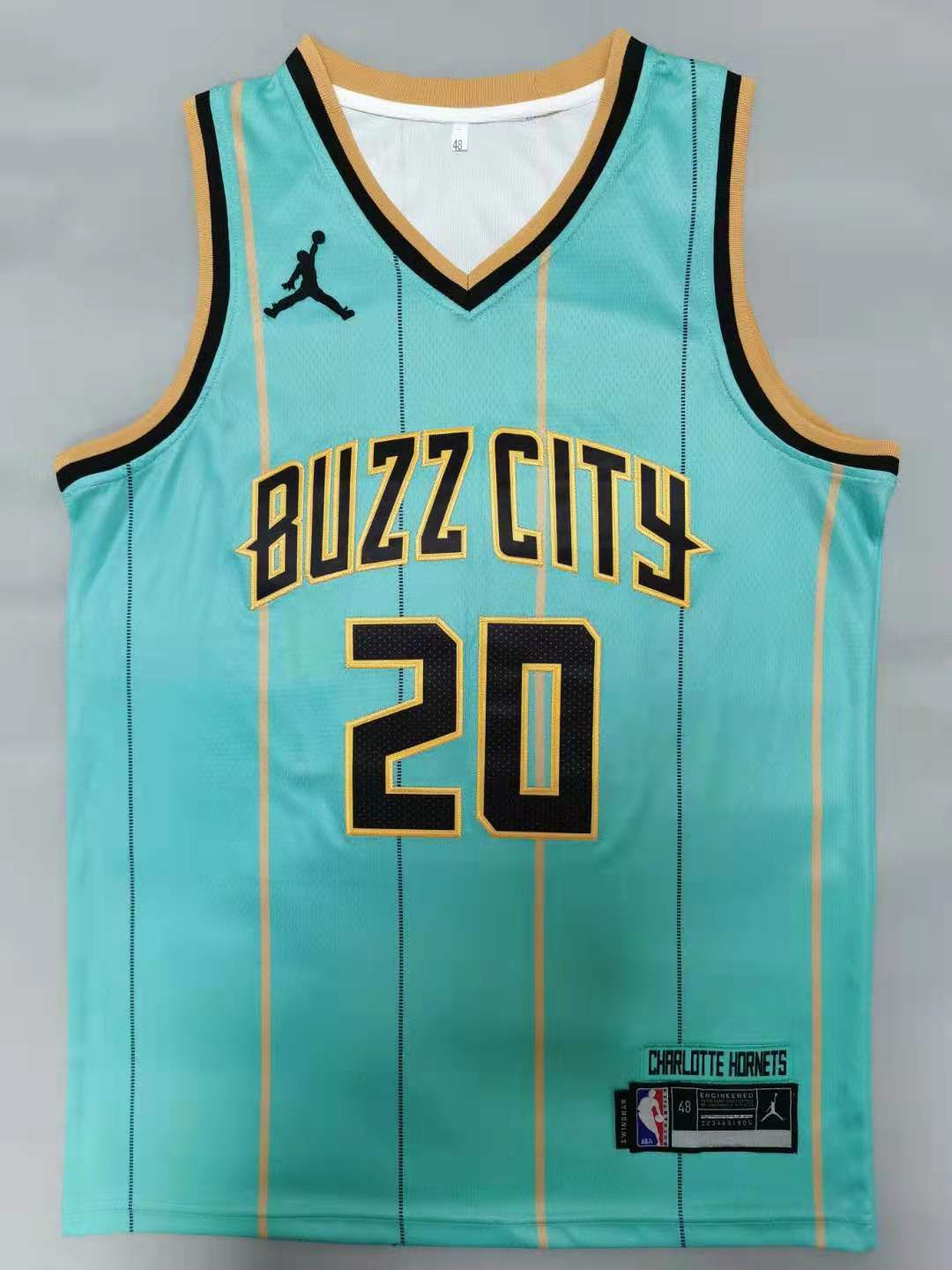 Men Charlotte Hornets 20 Hayward Light green 2021 Game NBA Jersey